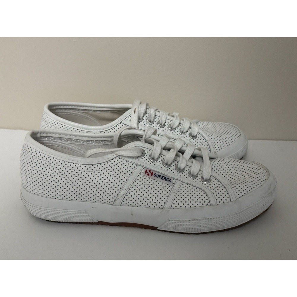 Superga Clean Low-Top Sneakers White Laces Tennis Casual Preppy Size 9